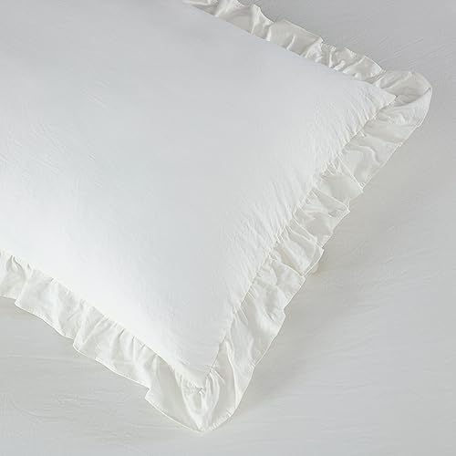 Chezmoi Collection Sinclair 3-Piece Ruffle Skirt Bedspread Set - French Country Chic Farmhouse - California King, Ivory