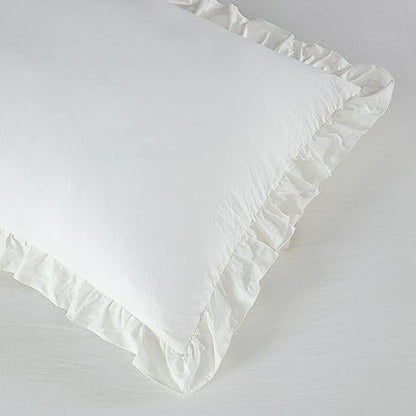 Chezmoi Collection Sinclair 3-Piece Ruffle Skirt Bedspread Set - French Country Chic Farmhouse - California King, Ivory