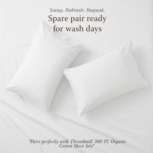 Threadmill Organic Cotton King Pillowcases, Percale, White, 2-Piece