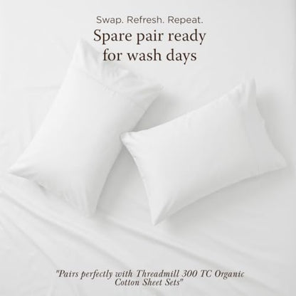 Threadmill Organic Cotton King Pillowcases, Percale, White, 2-Piece