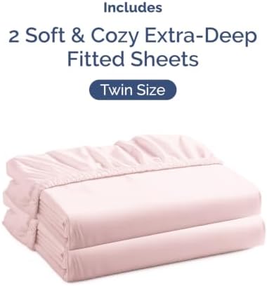 CGK Linens 2 Pack Extra Deep Twin Fitted Sheets - Lavender Pink