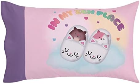 DreamWorks Gabby's Dollhouse Dream It Up Pink and Purple Kitty Fairy 2 Piece Toddler Sheet Set - Fitted Bottom Sheet and Reversible Pillowcase