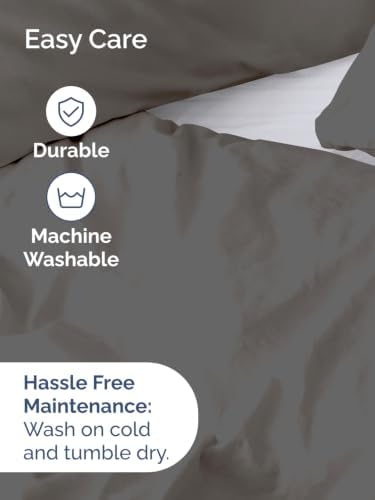 Duvet Cover Cal King Size - 3 Piece with Zipper Closure - Charcoal