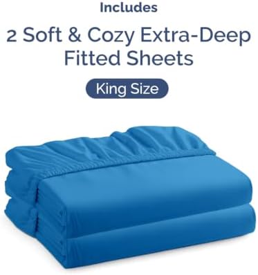CGK Linens 2 Pack Extra Deep King Fitted Sheets - Royal Blue