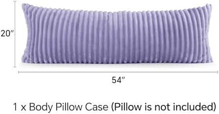 BEDELITE Fluffy Striped Body Pillow Cover with Zipper, Lavender, 20x54