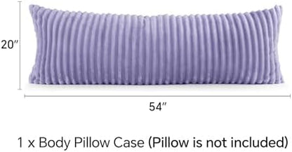 BEDELITE Fluffy Striped Body Pillow Cover with Zipper, Lavender, 20x54
