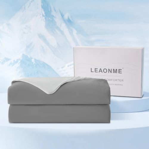 LEAONME® Cooling Comforter Twin XL Gray Blanket for Hot Sleepers 68"x90"