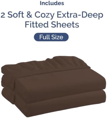 CGK Linens 2 Pack Extra Deep Full Fitted Sheets - Brown