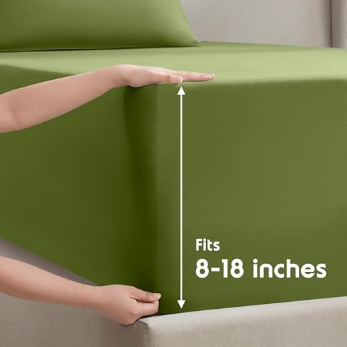 Nestl Queen Sheet Set - Bed Sheets - Calla Green - 4-Piece Deep Pocket