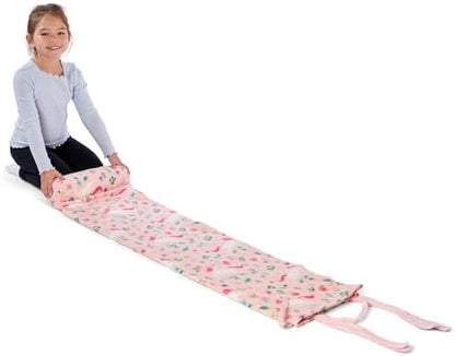 ROLLEE POLLEE Nap Sac Roll Up Napping Blanket with Attached Pillow for Preschool/Daycare, Super Soft with Elastic Straps, Fits Most Mats and Cots