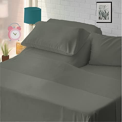 1 PC Top Split Queen Fitted Sheet for Adjustable beds, 34" Split,Stone Grey