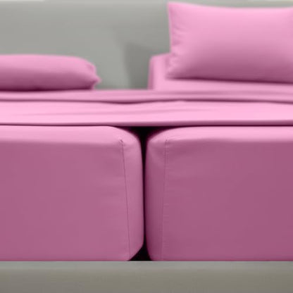 Elegant Comfort Luxury 1500 Premium Hotel Quality Microfiber 5-Piece Sheet Set - Wrinkle Resistant, All Around Elastic Fitted Sheet, Deep Pocket up to 16", Split King, Light Pink