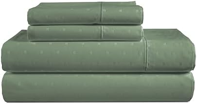 LANE LINEN King Size Bed Sheets Sateen Weave - Iceberg Green Swiss Dot