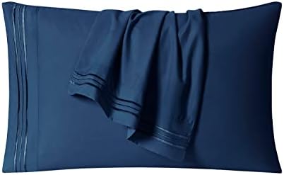 Clara Clark Bed Sheets, Premier 1800 Series 4 Piece Bed Sheet Set, Deep Pocket, Wrinkle, Fade, Stain Resistant, Luxury Soft Bedding Sheets & Pillowcases, Twin-XL, Navy Blue