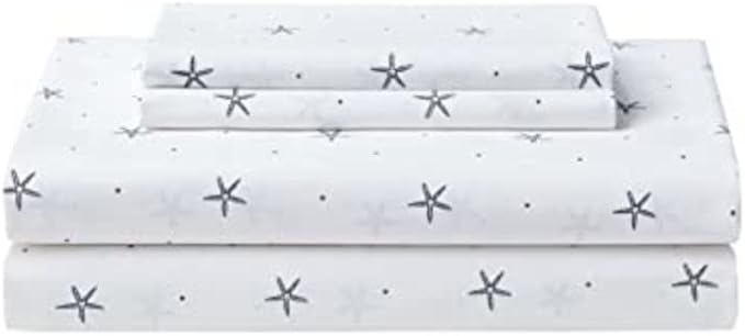 Nautica - Twin Sheet Set, Crisp & Tailored Cooling Sheets with a Smooth Cotton Percale Lightweight Feel - Bed Sheets with Matching Pillowcase & Fitted Sheet (Star Spangled Coastal Navy)