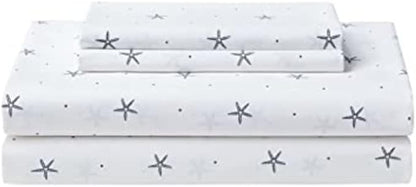 Nautica - Twin Sheet Set, Crisp & Tailored Cooling Sheets with a Smooth Cotton Percale Lightweight Feel - Bed Sheets with Matching Pillowcase & Fitted Sheet (Star Spangled Coastal Navy)