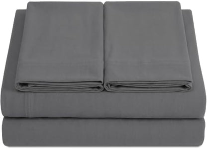 Full XL 100% Cotton Jersey Knit Sheet Set, 4PC, 15" Deep Pocket, Light Grey