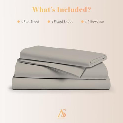 100% Egyptian Cotton Sheets Twin Size - Luxury 800 Series Elite Collection Egyptian Cotton Twin Size Bed Sheet Set (3 PC, Taupe), Soft, Cooling, 16" Deep Pocket Sateen Hotel Bedsheet