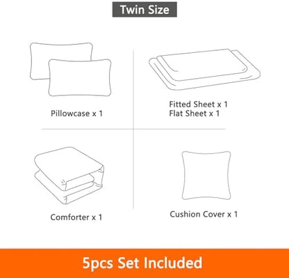 5 Pieces Kids Twin Size Gaming Comforter Set, Red 3D Game Controller Bed in a Bag with Sheets, All Season Gamer Bedding Room Decor for Boys Girls Teens Twin54