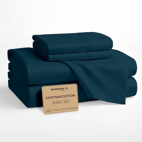 SGI bedding 100% Egyptian Cotton Sheets California King Size – Cooling Sheets, Soft Breathable Teal Bedding, Luxury Bedding, Luxury Hotel Sheet Set, Deep Pocket 16", 4 Piece Set