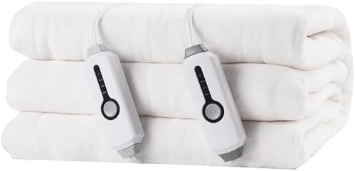 ReyyNio Electric Heated Blanket King Size 90"x100", Dual Controllers, Beige