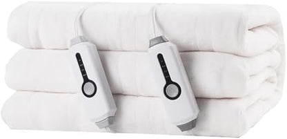 ReyyNio Electric Heated Blanket King Size 90"x100", Dual Controllers, Beige