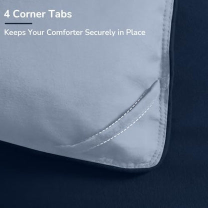 downluxe Full Comforter Set Soft Reversible 3 Pieces, Blue/Sapphire