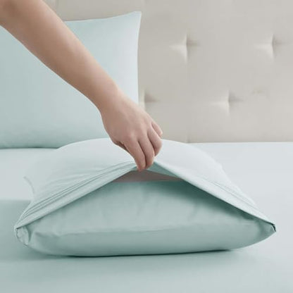 Clara Clark King Sheets, 6 Piece Set - Hotel Luxury Sheets for King Size Bed, Super Soft Bedding Set, King Size, Aqua Light Blue