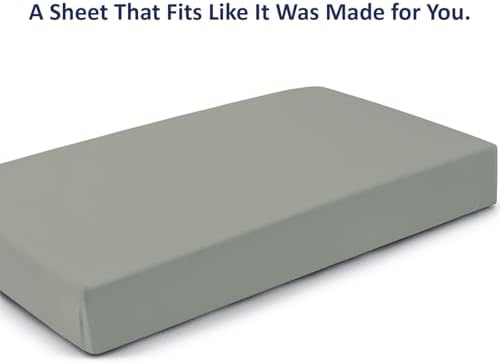 1 PC Cot Size 33" x 75" Fitted Sheet Only, 100% Egyptian Cotton, Light Grey