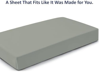 1 PC Cot Size 33" x 75" Fitted Sheet Only, 100% Egyptian Cotton, Light Grey