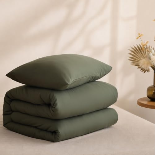 ROSGONIA Twin/Twin XL Comforter Set Dark Olive Green, 2pcs Bedding Quilt