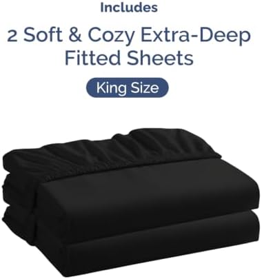CGK Linens 2 Pack Extra Deep King Fitted Sheets - Black