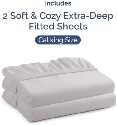 CGK Linens 2 Pack Extra Deep Cal King Fitted Sheets - French Grey
