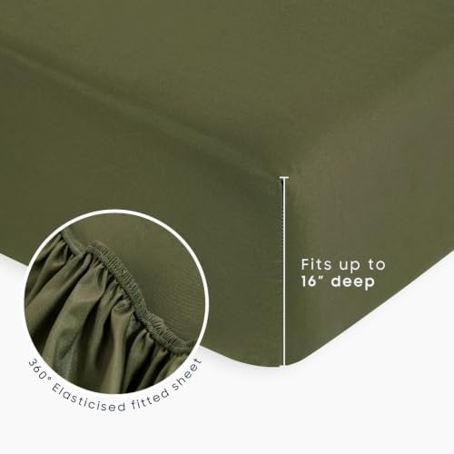 Wake In Cloud - Floral Comforter Set with Sheets, Cute Vintage Flower Cottagecore Aesthetic for Women Teen Girls, 5 Pieces Bed in a Bag, Olive Green, Twin Size