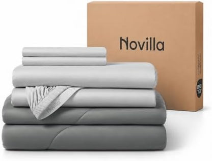 Novilla Cooling Comforter Set for Hot Sleepers 5pcs Queen Cooling Sheet Set