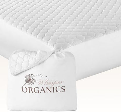Whisper Organics 100% Cotton Organic Quilted Mattress Pad Protector