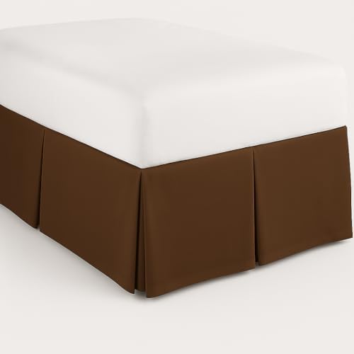 Mattress-Homes Luxury Box Pleated Bed Skirt Split Corners Platform Style Easy Fit Fade & Wrinkle Resistant with Tailored Drop 18 Inch (Full, Chocolate)