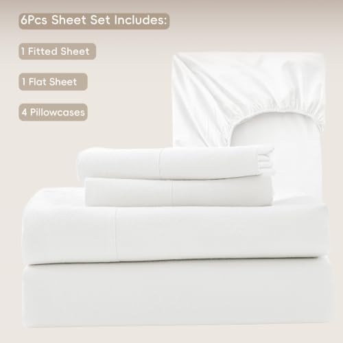 MooMee Sheet Set 100% Washed Cotton Linen-Like Extra Deep Pocket King