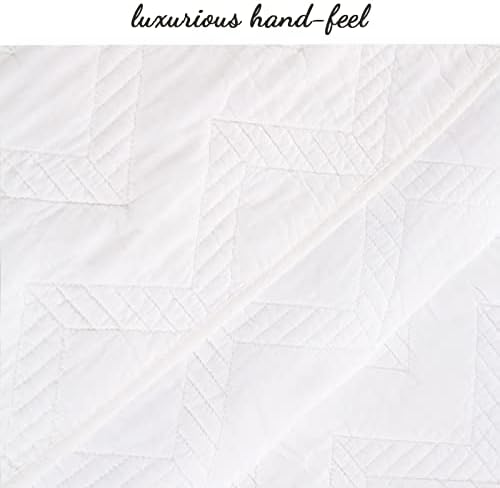 Cozy Line Home Fashions 100% Cotton Geometric Modern Zig Zag Stitch Solid White Quilt Bedding Set, Coverlet, Bedspread Lightweight for All Season (Chevron, King - 3 Piece)