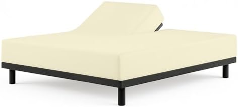 1 Piece Top Split King Fitted Sheet for Adjustable beds, 34" Split, Ivory