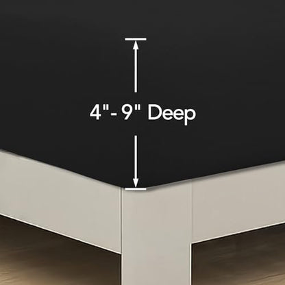 PureFit Stretchy Box Spring Cover King - Elastic Fitted Box Spring Wrap Around 4 Sides, Wrinkle & Fading Resistant Fits King and C-King Size Beds, Black