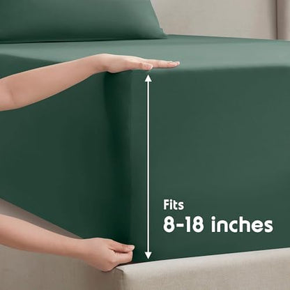 Nestl Full Sheet Set - Bed Sheets - Dark Green - 4-Piece Deep Pocket