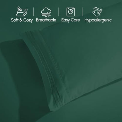 Elegant Comfort Luxury 4-Piece Bed Sheet Set - Luxury Bedding 1500 Premium Hotel Quality Microfiber, Wrinkle Resistant Cool & Breathable, Easy Elastic Fitted, King, Hunter Green