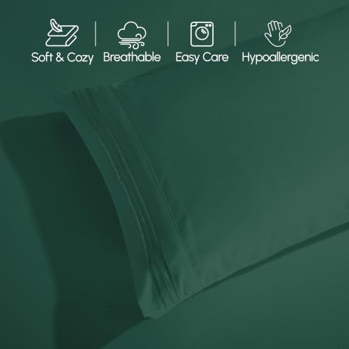 Elegant Comfort Luxury 4-Piece Bed Sheet Set - Luxury Bedding 1500 Premium Hotel Quality Microfiber, Wrinkle Resistant Cool & Breathable, Easy Elastic Fitted, Full, Hunter Green