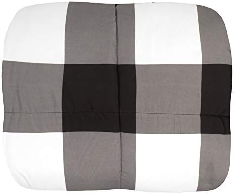 7 Piece Comforter Set Bag Solid Color All Season Soft Down Alternative Blanket & Luxurious Microfiber Bed Sheets, Full, Buffalo Plaid Black/White