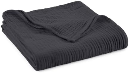 100% Cotton Organic Muslin Baby Swaddle Blanket GOTS & Fairtrade Certified Organic Cotton - Couch Living Room and Bedroom Decor - 4 Layer Super Soft and Cozy (Graphite, Baby)