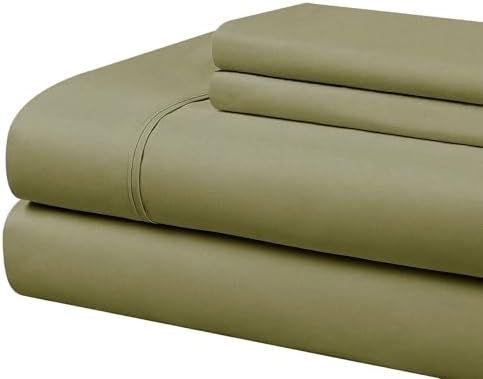 Cathay Home Essentials Ultra Soft Hypoallergenic Wrinkle Resistant Double Brushed Microfiber Bedding Sheet Set, Sage, Full