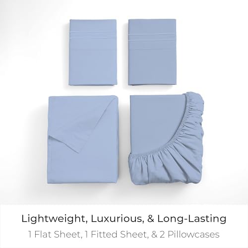 Mellanni Iconic 4-Piece, Ultra Soft Sheet Set (Full, Sky Blue)