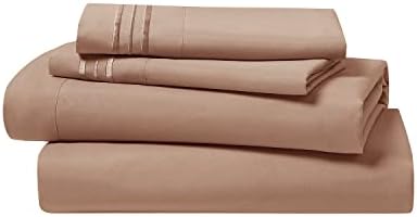 Clara Clark Bed Sheets, Premier 1800 Series 4 Piece Bed Sheet Set, Deep Pocket, Wrinkle, Fade, Stain Resistant, Luxury Soft Bedding Sheets & Pillowcases, California King, Taupe Sand