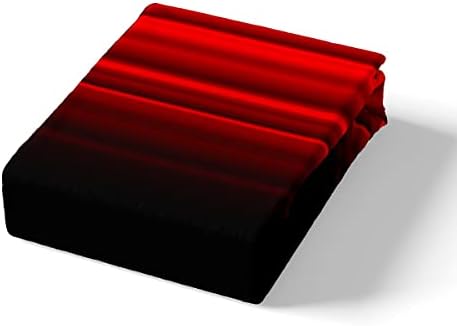 Feelyou Abstract Ombre Decor Bed Sheets Kids Teens Red and Black Sheet Set Fashion Sheets Girls Boys Room Decor Queen Size,1 Flat Sheet +1 Fitted Sheet+2 Pillowcases,4Pcs Bedding
